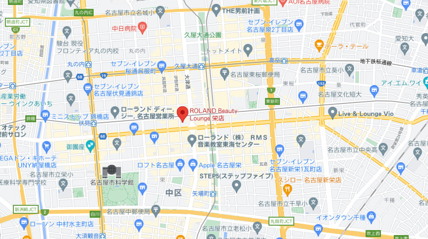 店舗名MAP:ROLAND Beauty Lounge名古屋栄店・位置情報