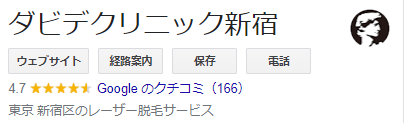 ダビデクリニック新宿：Google口コミ・評判『☆4.7』
