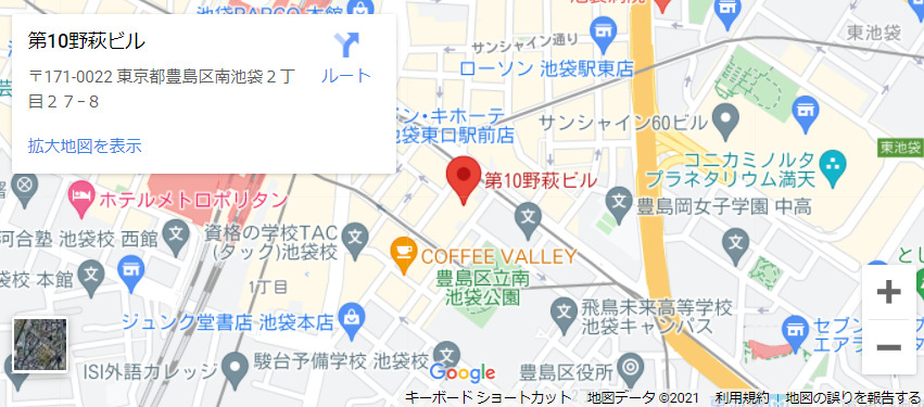 店舗名MAP:メンズエミナル池袋東口院(位置・情報)